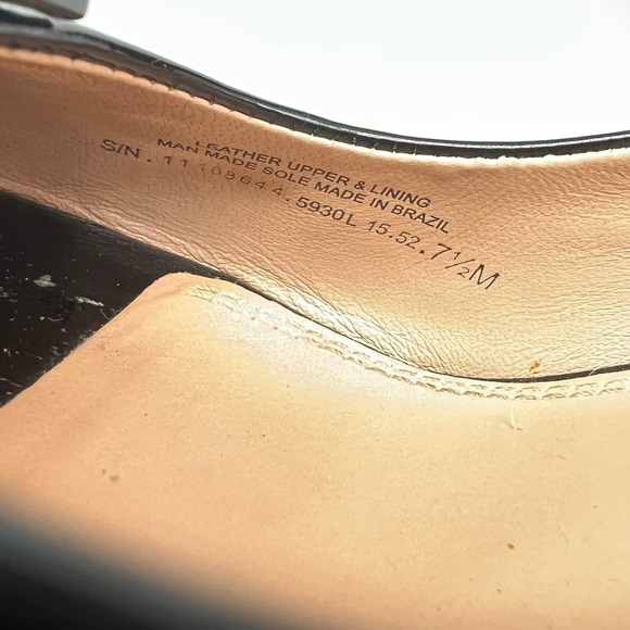 Tory Burch Black Patent Leather Peep Toe Wedge Pumps Logo Medallion 7.5M 5930L - Picture 3 of 10